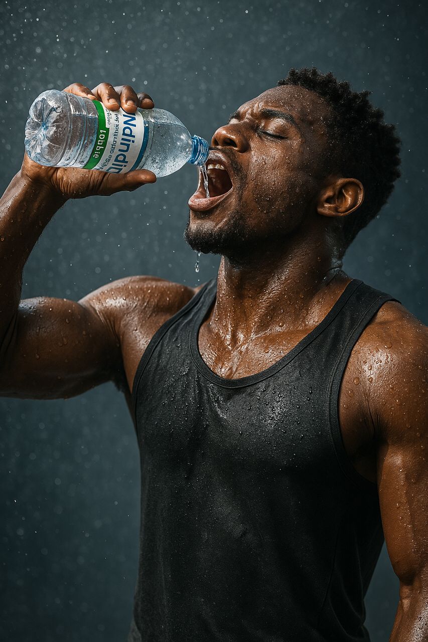 Athlète s'hydratant avec une bouteille Ndindi'O